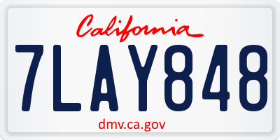 CA license plate 7LAY848