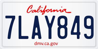 CA license plate 7LAY849