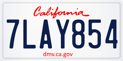 CA license plate 7LAY854