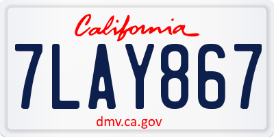 CA license plate 7LAY867