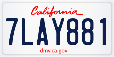 CA license plate 7LAY881