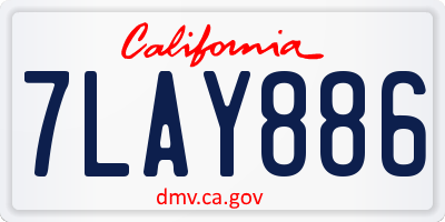 CA license plate 7LAY886