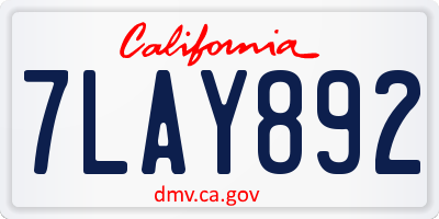 CA license plate 7LAY892