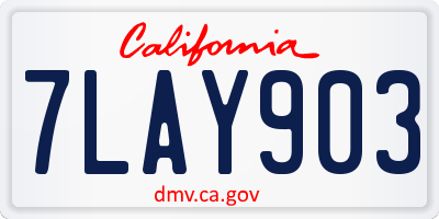 CA license plate 7LAY903