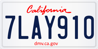 CA license plate 7LAY910