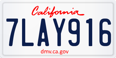 CA license plate 7LAY916
