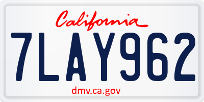 CA license plate 7LAY962