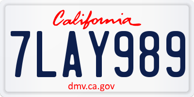 CA license plate 7LAY989