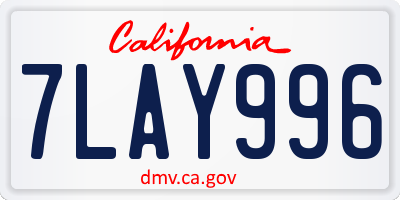 CA license plate 7LAY996