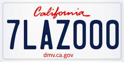 CA license plate 7LAZ000