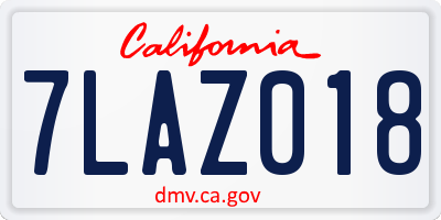 CA license plate 7LAZ018