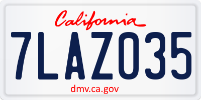 CA license plate 7LAZ035