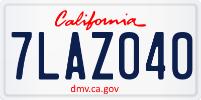 CA license plate 7LAZ040