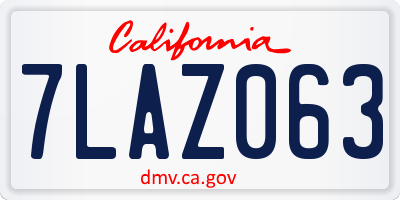 CA license plate 7LAZ063
