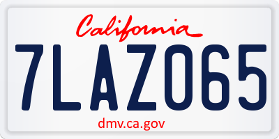 CA license plate 7LAZ065