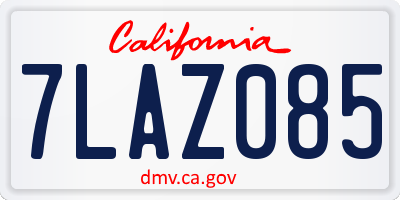 CA license plate 7LAZ085