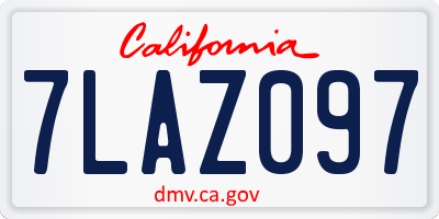 CA license plate 7LAZ097