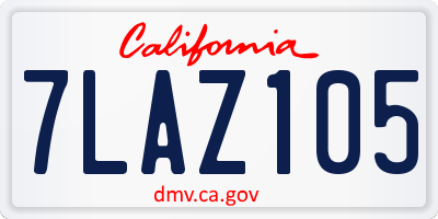 CA license plate 7LAZ105