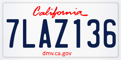 CA license plate 7LAZ136