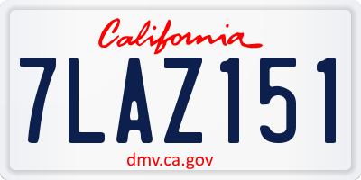 CA license plate 7LAZ151