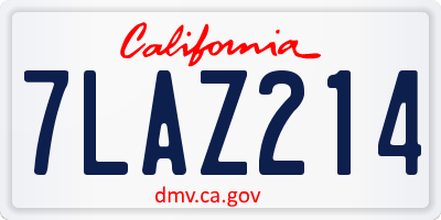 CA license plate 7LAZ214