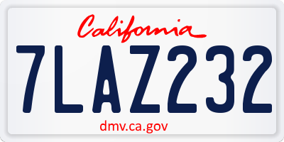 CA license plate 7LAZ232