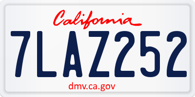 CA license plate 7LAZ252