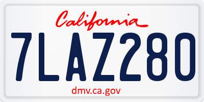 CA license plate 7LAZ280