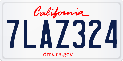 CA license plate 7LAZ324
