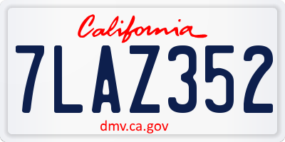 CA license plate 7LAZ352