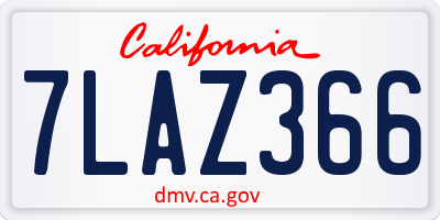 CA license plate 7LAZ366