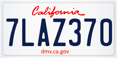 CA license plate 7LAZ370