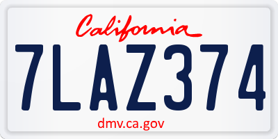 CA license plate 7LAZ374