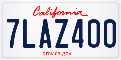 CA license plate 7LAZ400