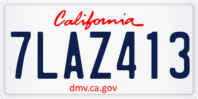 CA license plate 7LAZ413