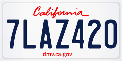 CA license plate 7LAZ420