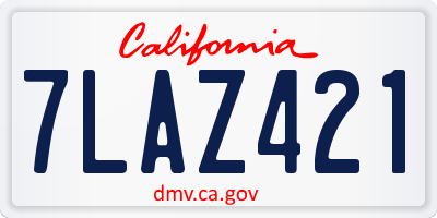 CA license plate 7LAZ421