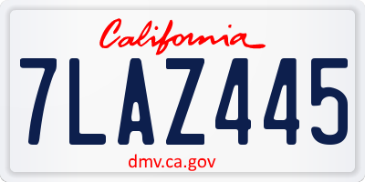 CA license plate 7LAZ445