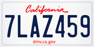 CA license plate 7LAZ459