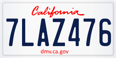 CA license plate 7LAZ476