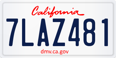 CA license plate 7LAZ481