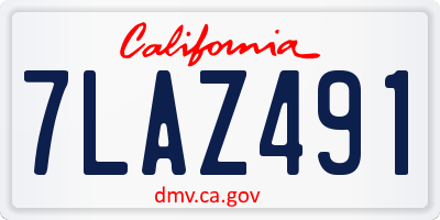 CA license plate 7LAZ491