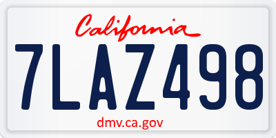 CA license plate 7LAZ498