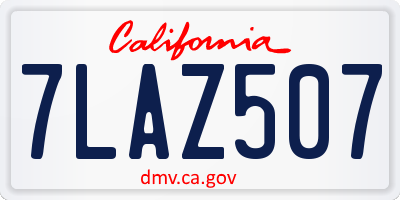 CA license plate 7LAZ507