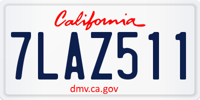 CA license plate 7LAZ511