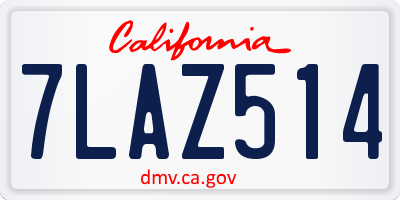CA license plate 7LAZ514