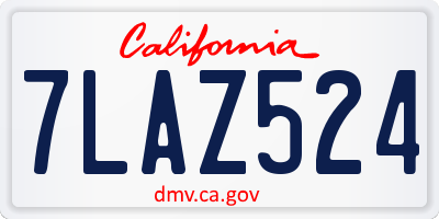 CA license plate 7LAZ524