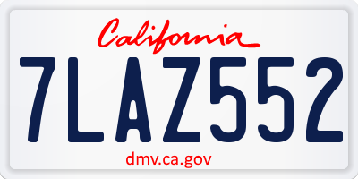 CA license plate 7LAZ552