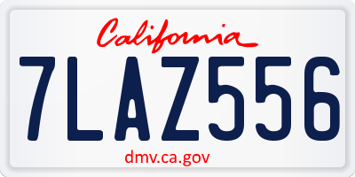 CA license plate 7LAZ556