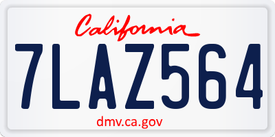 CA license plate 7LAZ564